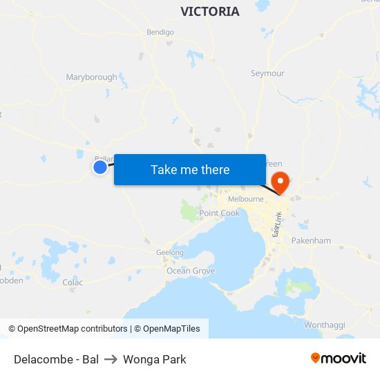 Delacombe - Bal to Wonga Park map