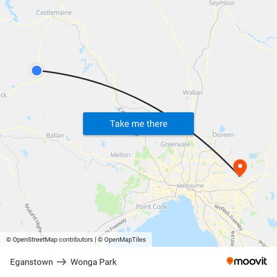 Eganstown to Wonga Park map