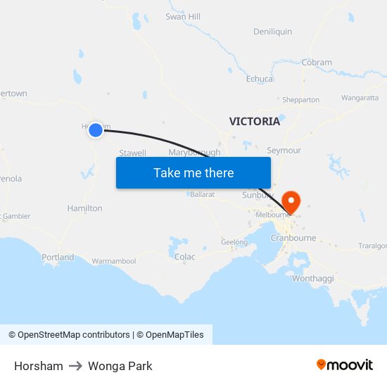 Horsham to Wonga Park map