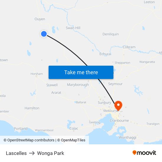 Lascelles to Wonga Park map