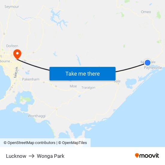 Lucknow to Wonga Park map