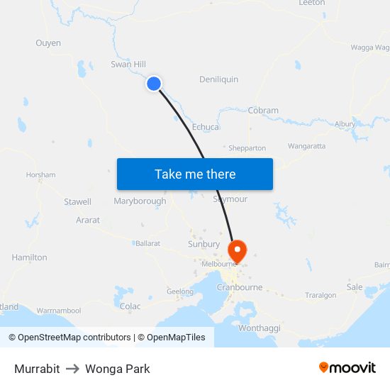 Murrabit to Wonga Park map