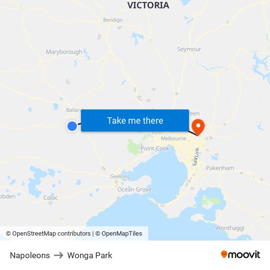 Napoleons to Wonga Park map