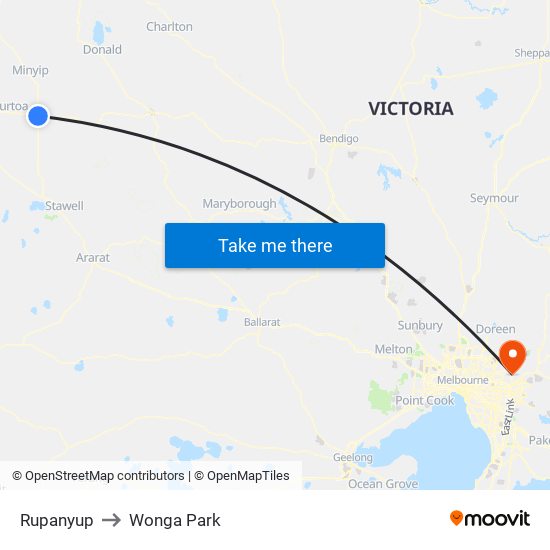 Rupanyup to Wonga Park map
