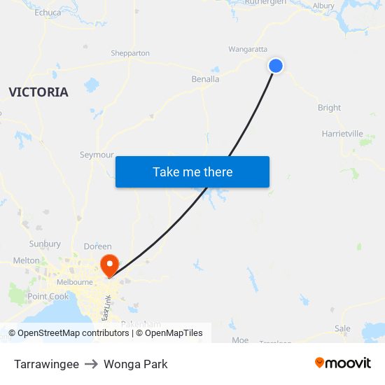 Tarrawingee to Wonga Park map
