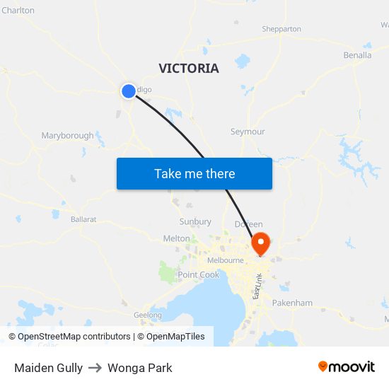 Maiden Gully to Wonga Park map