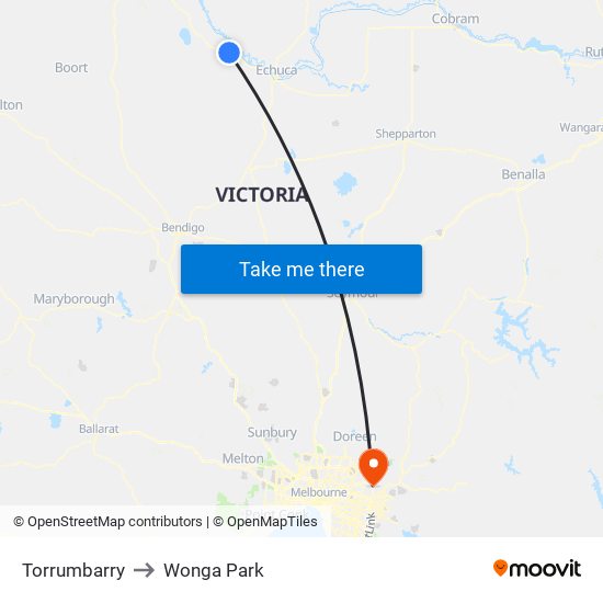 Torrumbarry to Wonga Park map