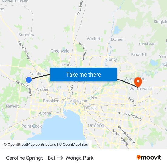 Caroline Springs - Bal to Wonga Park map