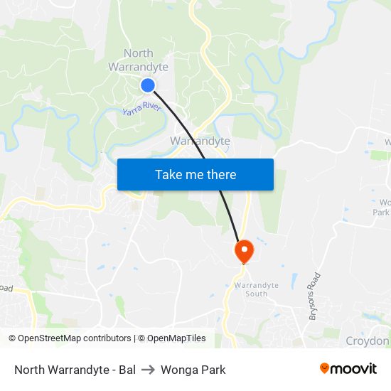 North Warrandyte - Bal to Wonga Park map