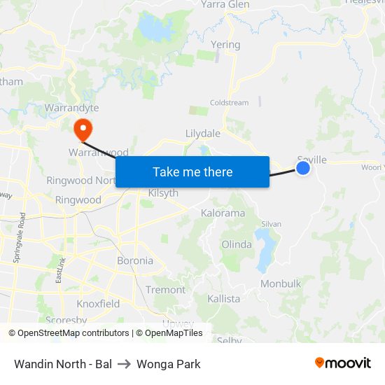 Wandin North - Bal to Wonga Park map