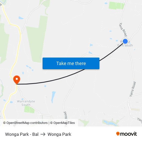 Wonga Park - Bal to Wonga Park map