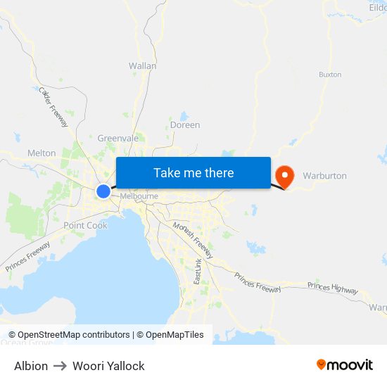 Albion to Woori Yallock map