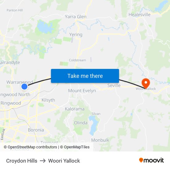 Croydon Hills to Woori Yallock map