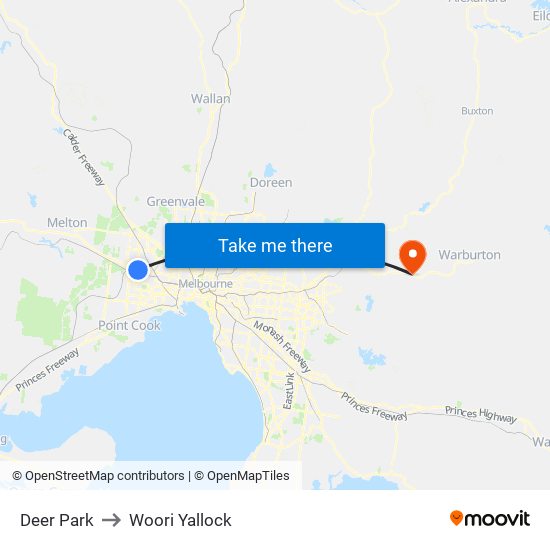 Deer Park to Woori Yallock map