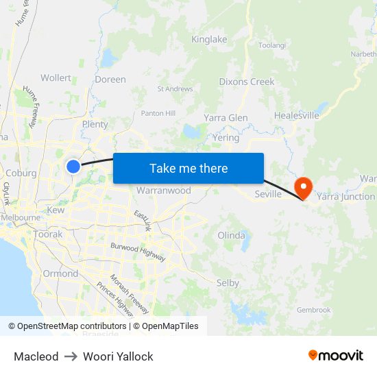 Macleod to Woori Yallock map