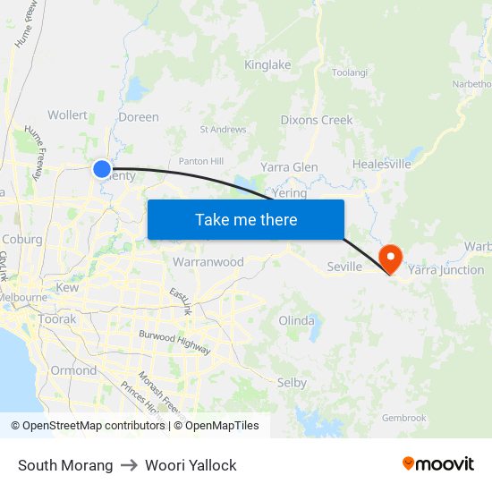 South Morang to Woori Yallock map