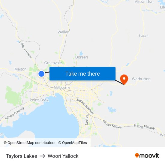 Taylors Lakes to Woori Yallock map