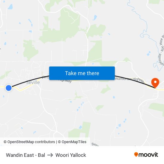 Wandin East - Bal to Woori Yallock map