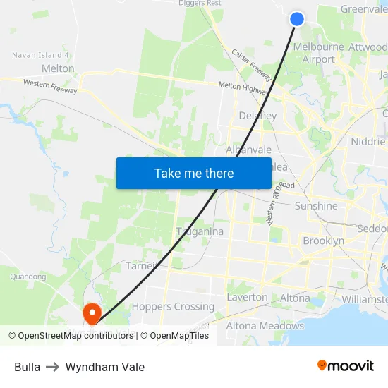 Bulla to Wyndham Vale map