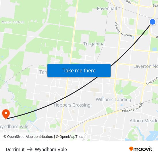 Derrimut to Wyndham Vale map