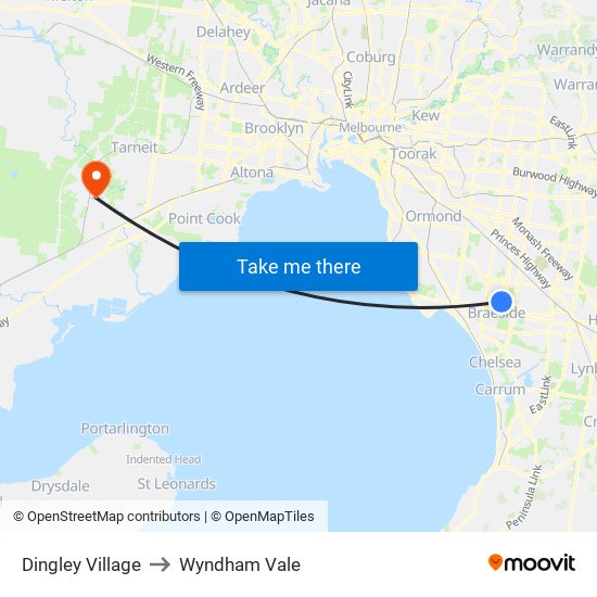 Dingley Village to Wyndham Vale map