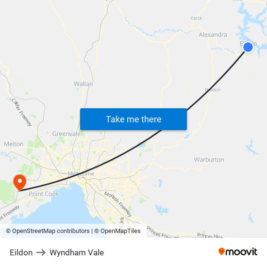 Eildon to Wyndham Vale map