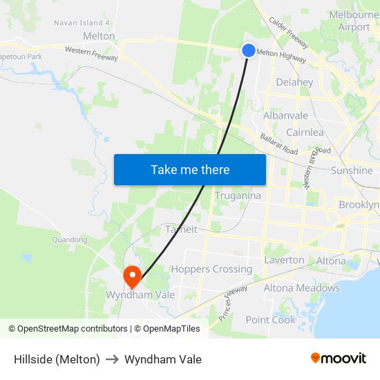 Hillside (Melton) to Wyndham Vale map