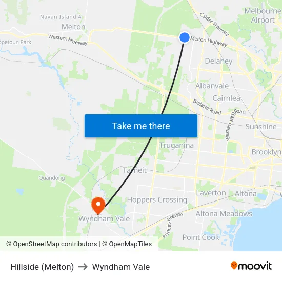 Hillside (Melton) to Wyndham Vale map