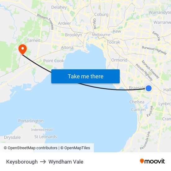 Keysborough to Wyndham Vale map