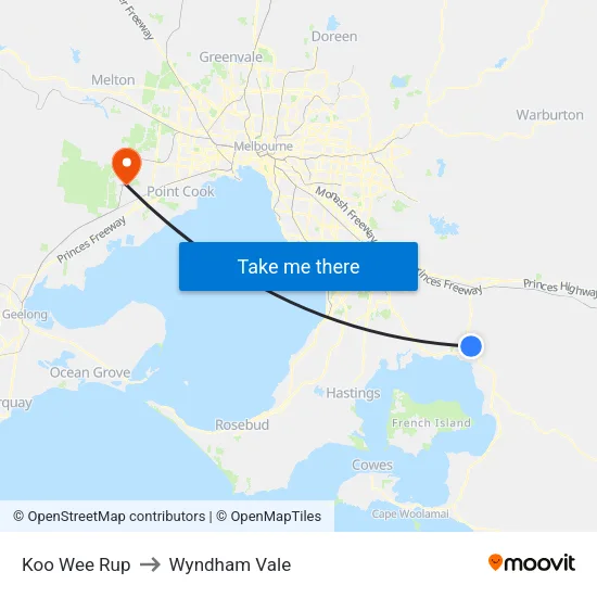 Koo Wee Rup to Wyndham Vale map