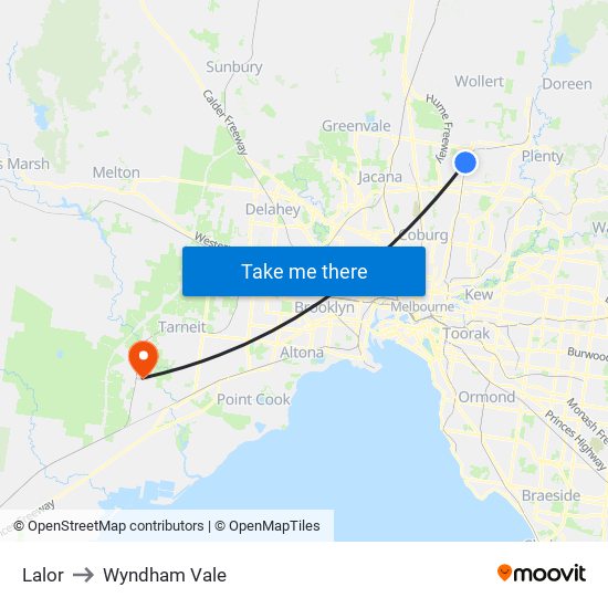 Lalor to Wyndham Vale map