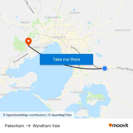 Pakenham to Wyndham Vale map