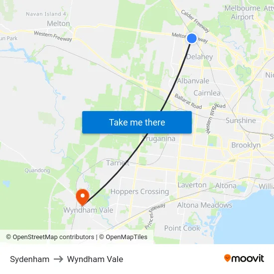 Sydenham to Wyndham Vale map