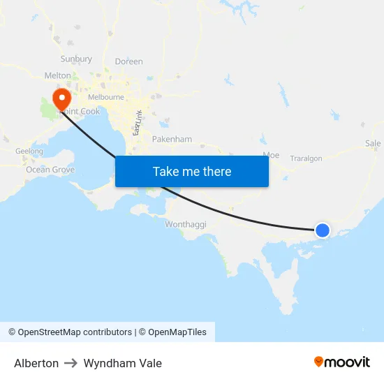 Alberton to Wyndham Vale map