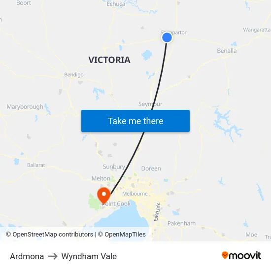 Ardmona to Wyndham Vale map