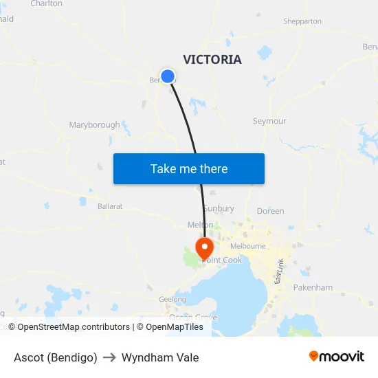 Ascot (Bendigo) to Wyndham Vale map