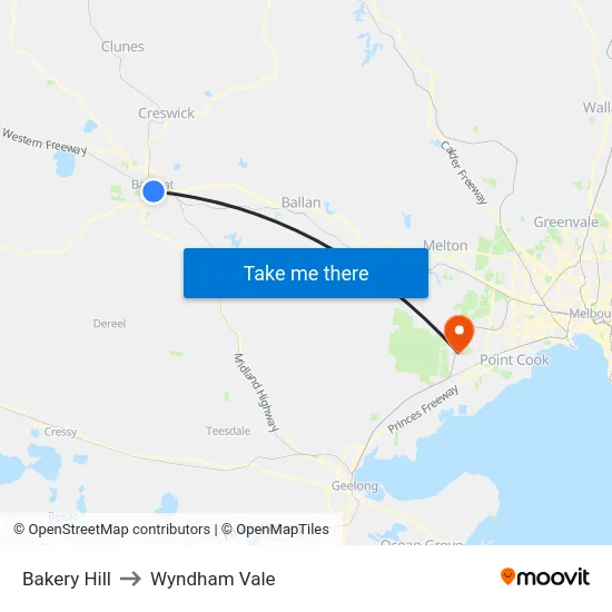 Bakery Hill to Wyndham Vale map
