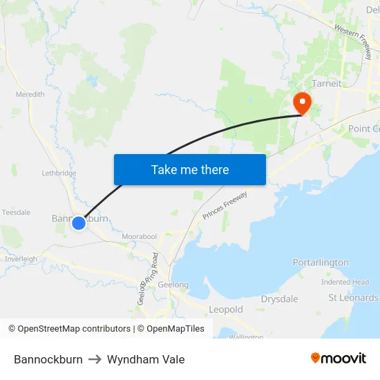 Bannockburn to Wyndham Vale map
