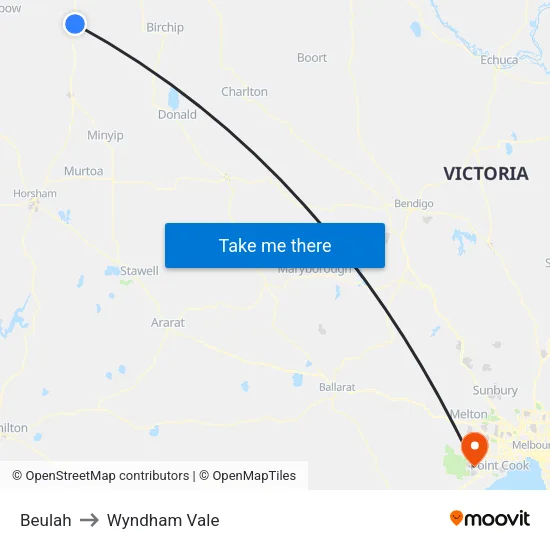 Beulah to Wyndham Vale map