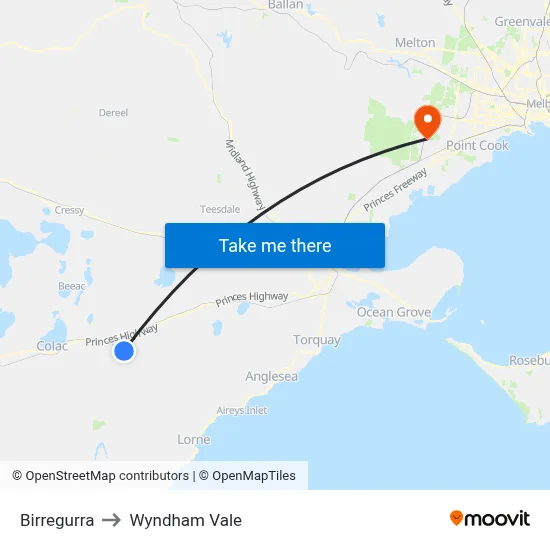 Birregurra to Wyndham Vale map