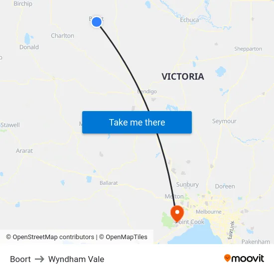 Boort to Wyndham Vale map