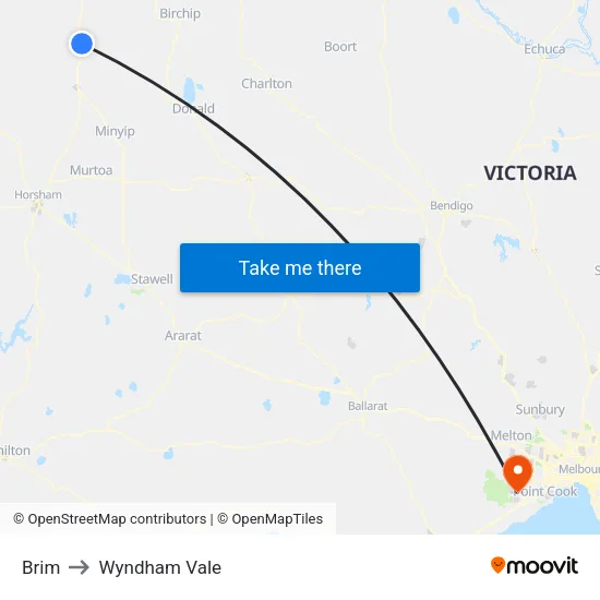 Brim to Wyndham Vale map