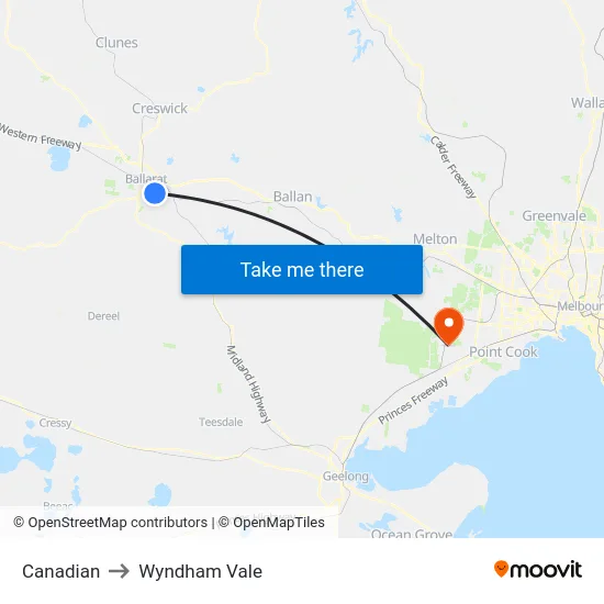 Canadian to Wyndham Vale map