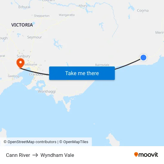 Cann River to Wyndham Vale map