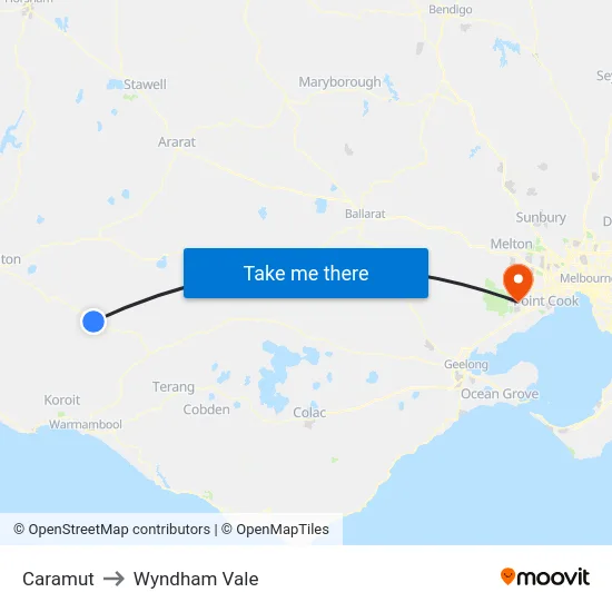 Caramut to Wyndham Vale map