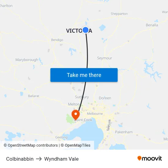 Colbinabbin to Wyndham Vale map