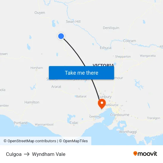 Culgoa to Wyndham Vale map