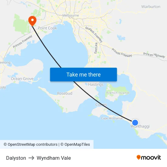 Dalyston to Wyndham Vale map