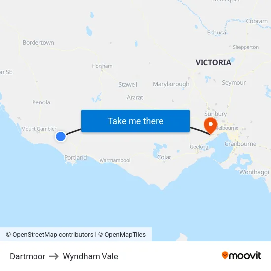 Dartmoor to Wyndham Vale map