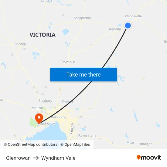 Glenrowan to Wyndham Vale map
